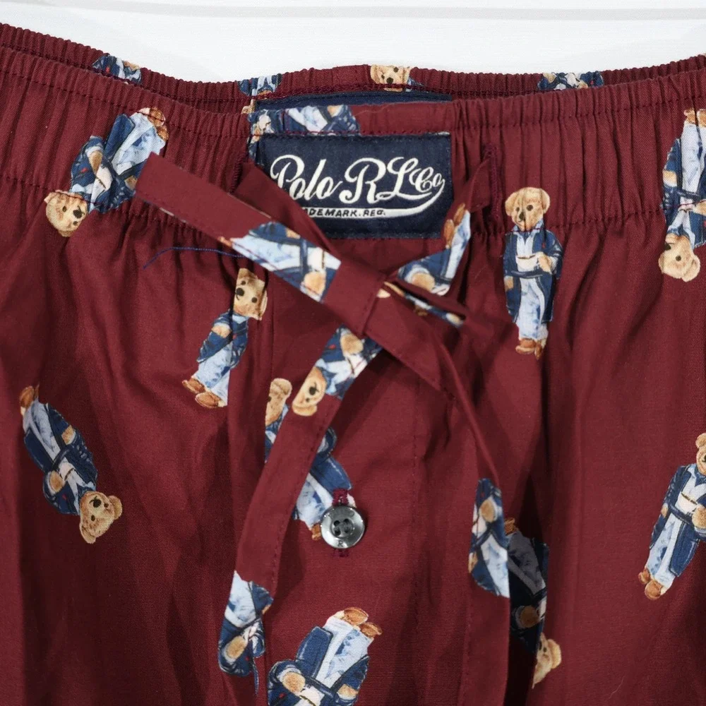 Polo Ralph Lauren Pajama Pants Mens L Red Polo Bear Sleepwear Cotton $58 NWT